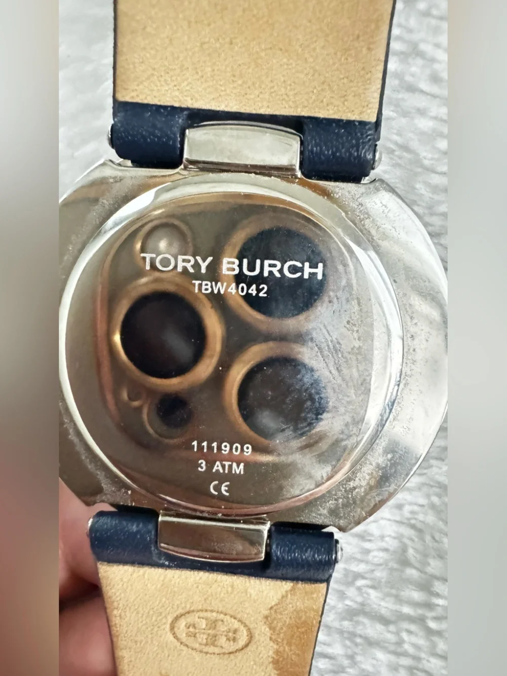 Tory Burch Reva Blue Geometric Dial Watch with Navy Strap